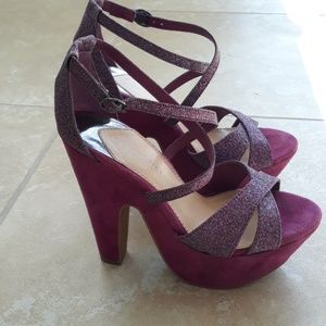 Fuchsia Pink & Glitter Platforms